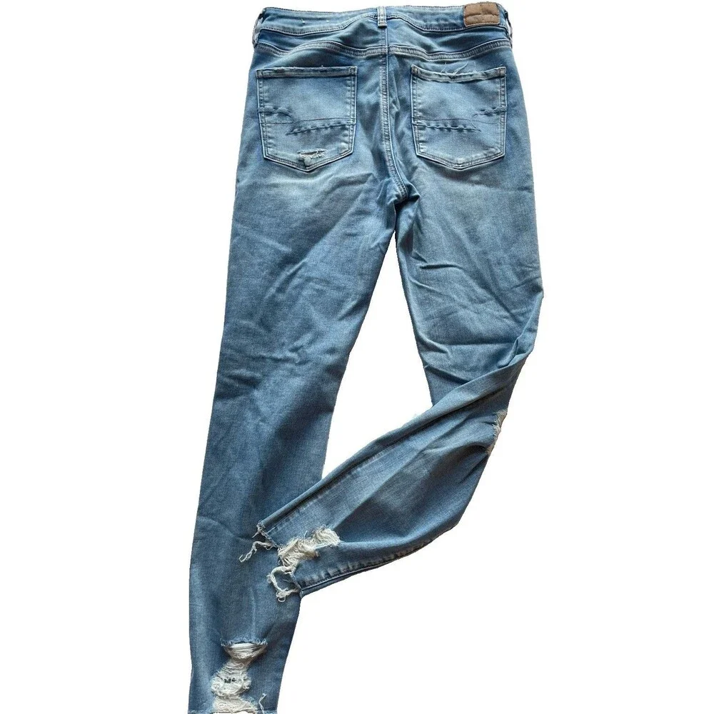 American Eagle Women’s Super Stretch Mom Straight Jeans Size 8 High Rise Blue